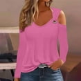 thumbnail image 2 of AherBiu Long Sleeve Shirts for Women off Shoulder Scoop Neck Pullover Fall Spring Tops Blouse Solid Color, 2 of 5