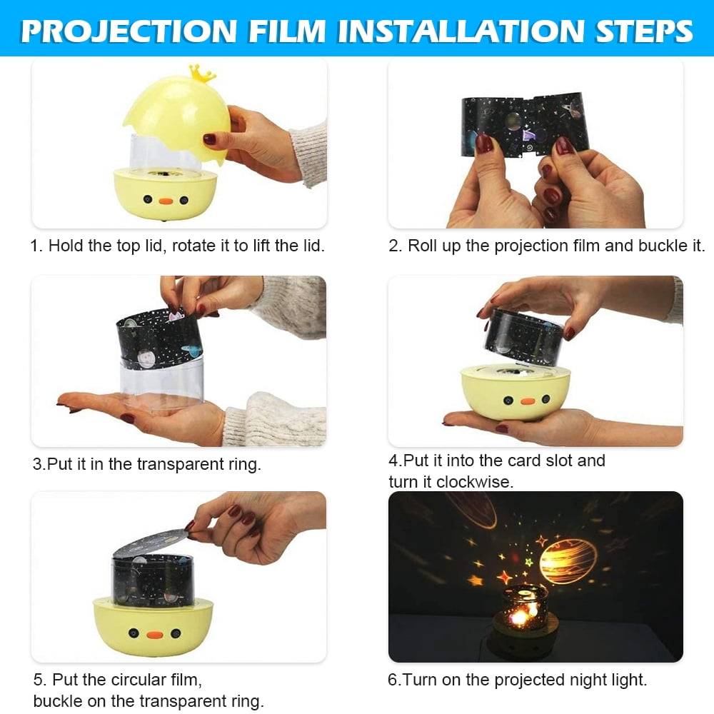 LNKOO Night Light Projector for Kids, Remote Control Star Projector with Timer and Music, 360 Degree Rotation Galaxy Projector, Decorating Bedroom Party, Best Gift for Baby Children,6 Sets of Film