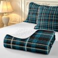 thumbnail image 4 of Manfei Classic Plaid Bed Spread Queen,Vintage Check Queen Coverlet Set,Teal Black,3pcs,1 Quilt and 2 Pillowcases, 4 of 7