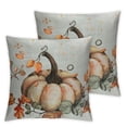 thumbnail image 2 of Acheng Pumpkin Throw Pillow Cover Fall Accent Ginkgo Leaf Decorative Pillowcase Pack of 2 Autumn Leaves Thansgiving Pillow Protector for Home Party Sofa Couch White, 2 of 6