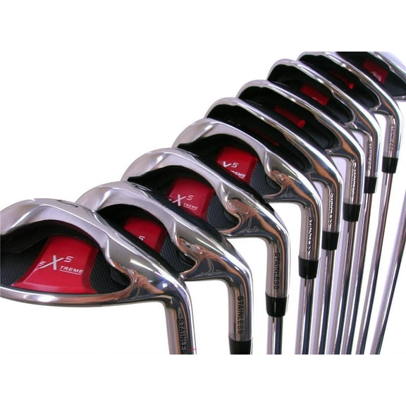 Extreme X5 Wide Sole iBRID Iron Set  2 inch Over XL Big & Tall Men's Complete 8-Piece Iron Set (4-SW) Right Handed Regular Flex R Flex Club (Tall 6'3"  /  2" Over) with Jumbo Black Pro Velvet Grip