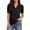 Black, variant on Womens Lapel Shirts Henley V Neck Blouse Summer Solid White Tops for Ladies Short Puff Sleeve