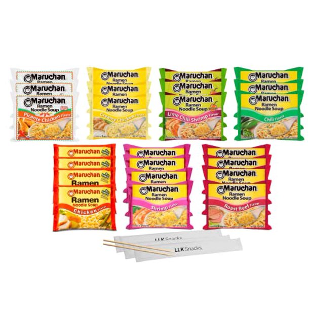 Maruchan Ramen Noodle Soup, 24 Count 7 Flavor Variety Pack with