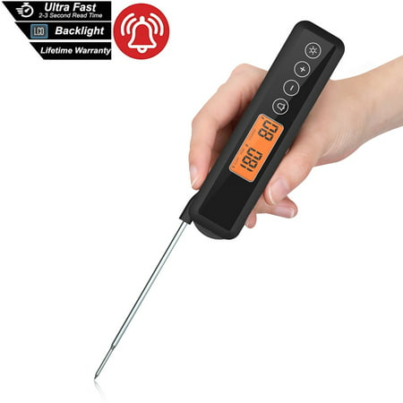 Digital Instant Read Meat Thermometer - Waterproof Kitchen Food Cooking Thermometer with Backlight LCD - Best Super Fast Electric Meat Thermometer Probe for BBQ Grilling Smoker Baking (Best Rated Small Smokers)