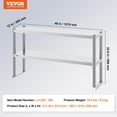 thumbnail image 3 of VEVOR Double Overshelf, Double Tier Stainless Steel Overshelf, 12 x 48 Inch Double Deck Overshelf, Height Adjustable Overshelf Prep Work Table for Kitchen, Restaurant and Workshop, 3 of 9