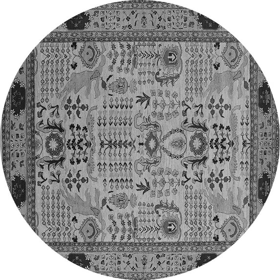 Ahgly Company Indoor Round Oriental Gray Traditional Area Rugs, 5' Round