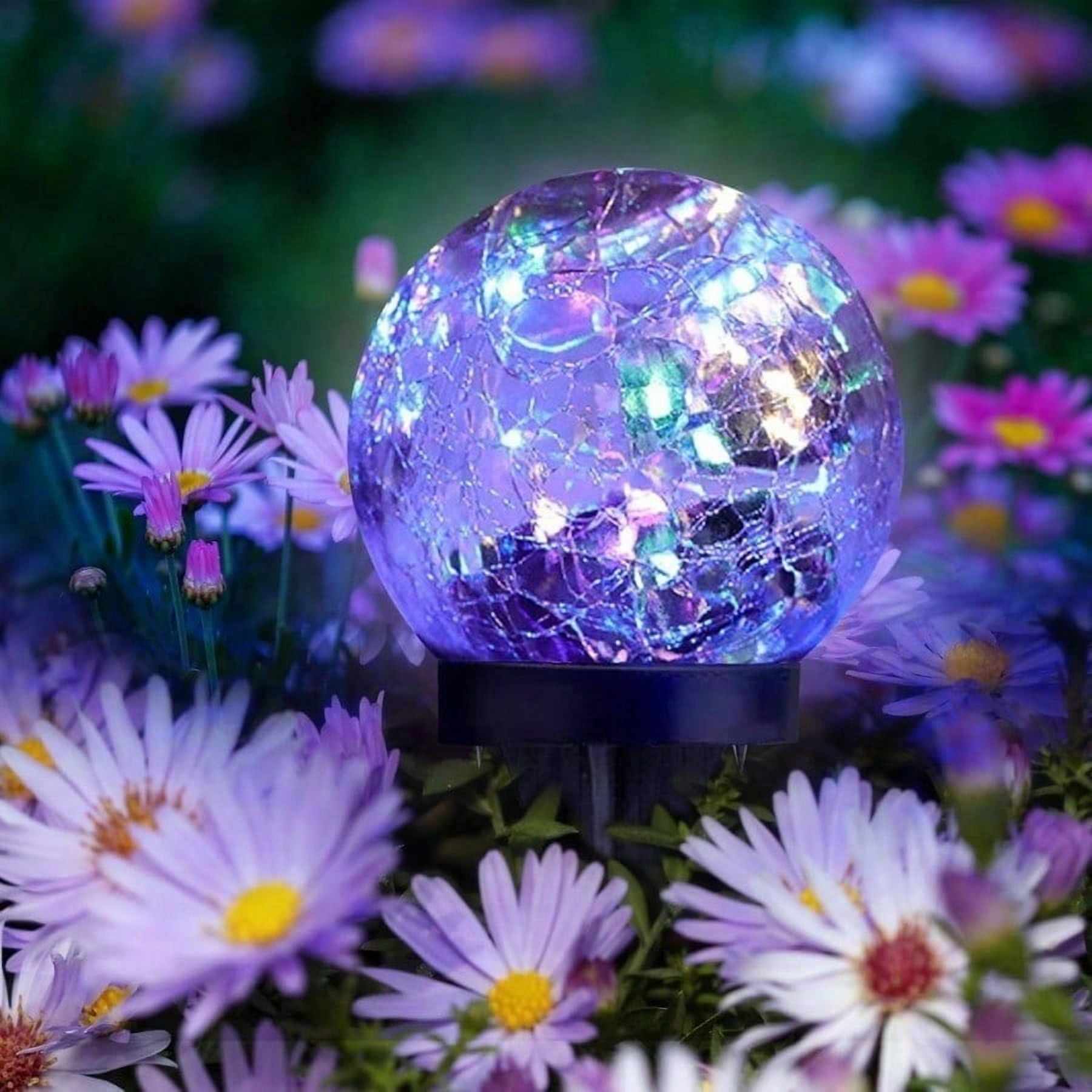 Solar Ball Lights Outdoor Waterproof, 30 LED Cracked Glass Globe Solar Power Ground Lights for Path Yard Patio Lawn, Christmas,New Year Decoration Landscape Warm White(4 Pack 4.7'')