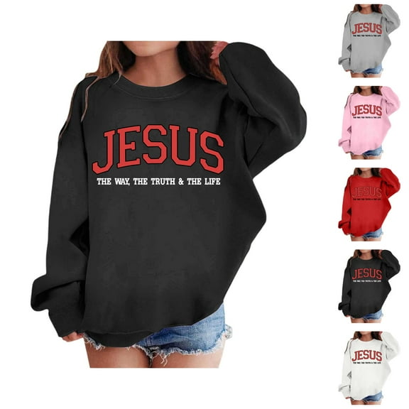Boys Girls Jesus Sweatshirts Crewneck Long Sleeve Bible Verse Christian Sweatshirt Kids Pullover Tops
