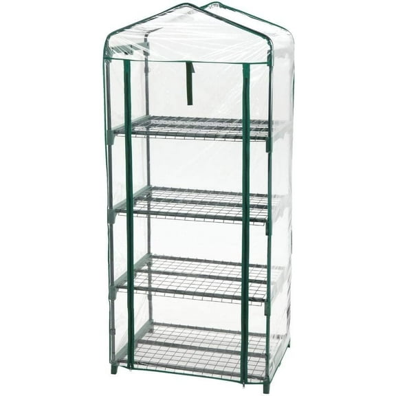 Teal Turtle 4-Shelf Mini Greenhouse Clear Replacement Cover with Roll Up Zipper Door - 27 in W x 63 in H x 19 in D - for Indoor Or Outdoor Use