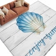 thumbnail image 2 of Enjoy Summer Washable Living Room Rugs 5'x8', Watercolor Blue Gradient Sea Shell Wood Grain Low Pile Throw Large Area Rug Non-Slip Sturdy Edge Binding Carpet for Living Room Kitchen Office, 2 of 9