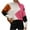 Hot Pink, variant on NARABB Women's Pullover Long Sleeve Knit Sweater Round Neck Color Matching Loose Tops Blouse Knitted Sweater Orange-M