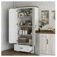 thumbnail image 2 of 69" Kitchen Pantry Cabinet, Freestanding Storage Cabinet w/ Doors & Drawer, Adjustable Shelves, White Farmhouse Style, 2 of 9