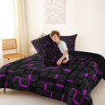 thumbnail image 4 of Manfei Moody 3D Square Queen Comforter Set, Neon Glow Comforter Sets Queen, Black Purple, Black Reversible 3-Piece, 1 Comforter and 2 Pillowcases, 4 of 6