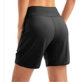 thumbnail image 6 of Landzoo Shorts For Women Solid Color Elastic Waist With Pockets Summer Comfortable Women Shorts Size L Black, 6 of 8