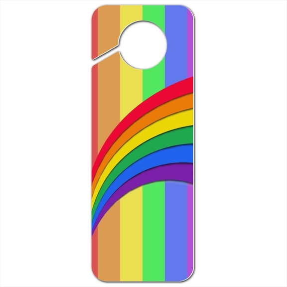 Double Rainbow Pride Arc Plastic Door Knob Hanger Sign