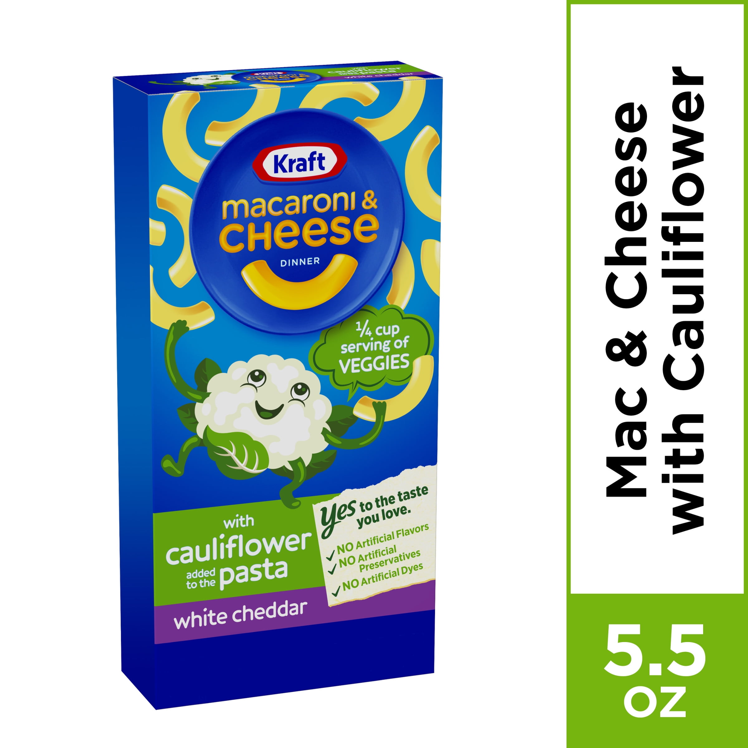 Kraft White Cheddar Macaroni and Cheese with Cauliflower Pasta, 5.5 oz