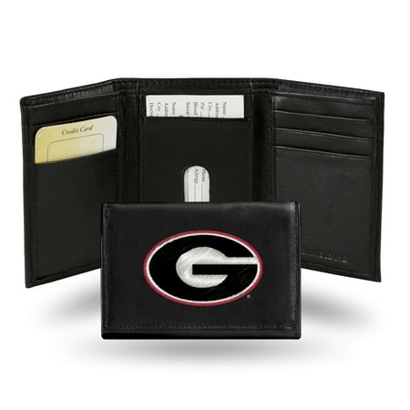 - Georgia Bulldogs Embroidered Black Leather Trifold Wallet