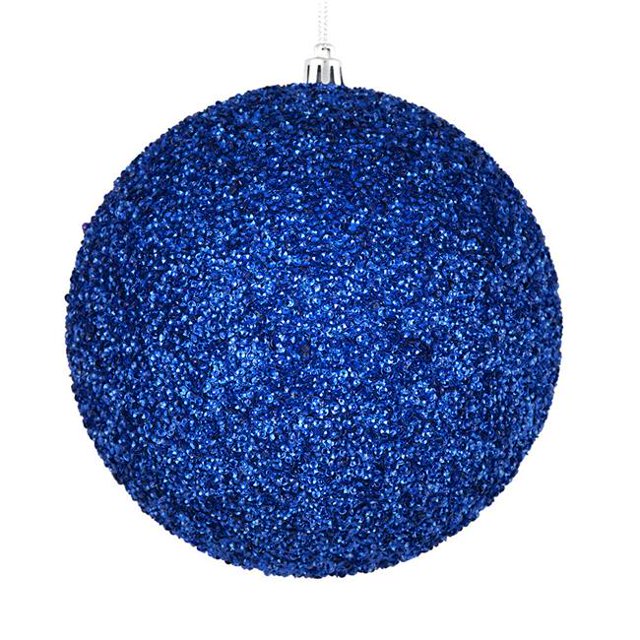 Vickerman N185702D Boule Perlée Bleue de 4,75 Pouces avec Perçage 6 par Sac