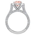 thumbnail image 3 of Round Cut Pink Morganite Diamond Halo Rings 14K White Gold 4.15 CT TW (G,SI), 3 of 5