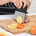 thumbnail image 5 of Dianli 2 Pack Wavy Potato Slicer Knife, Stainless Steel Crinkle Cutter for French Fries, Vegetables, Carrots, Kitchen Gadget, Ergonomic Handle, Rust Resistant, Easy to Clean, Multi-Use Chopper Set, 5 of 9