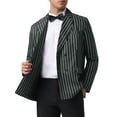 thumbnail image 5 of INSPIRE CHIC Striped Blazers for Men's Peak Lapel Sports Coat Double Breasted Business Stripes Suit Jacket L Dark White, 5 of 6