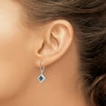 thumbnail image 3 of White Night Sterling Silver Rhodium-plated White and Blue Diamond Dangle Leverback Earrings, 3 of 5