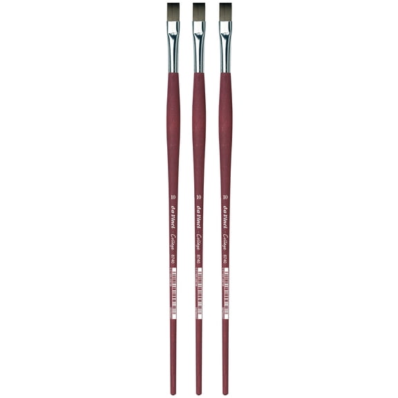 da Vinci COLLEGE Student Brush, Synthetic, Acrylic & Oil, Flat, Series 8740, Size 10, Pack of 3
