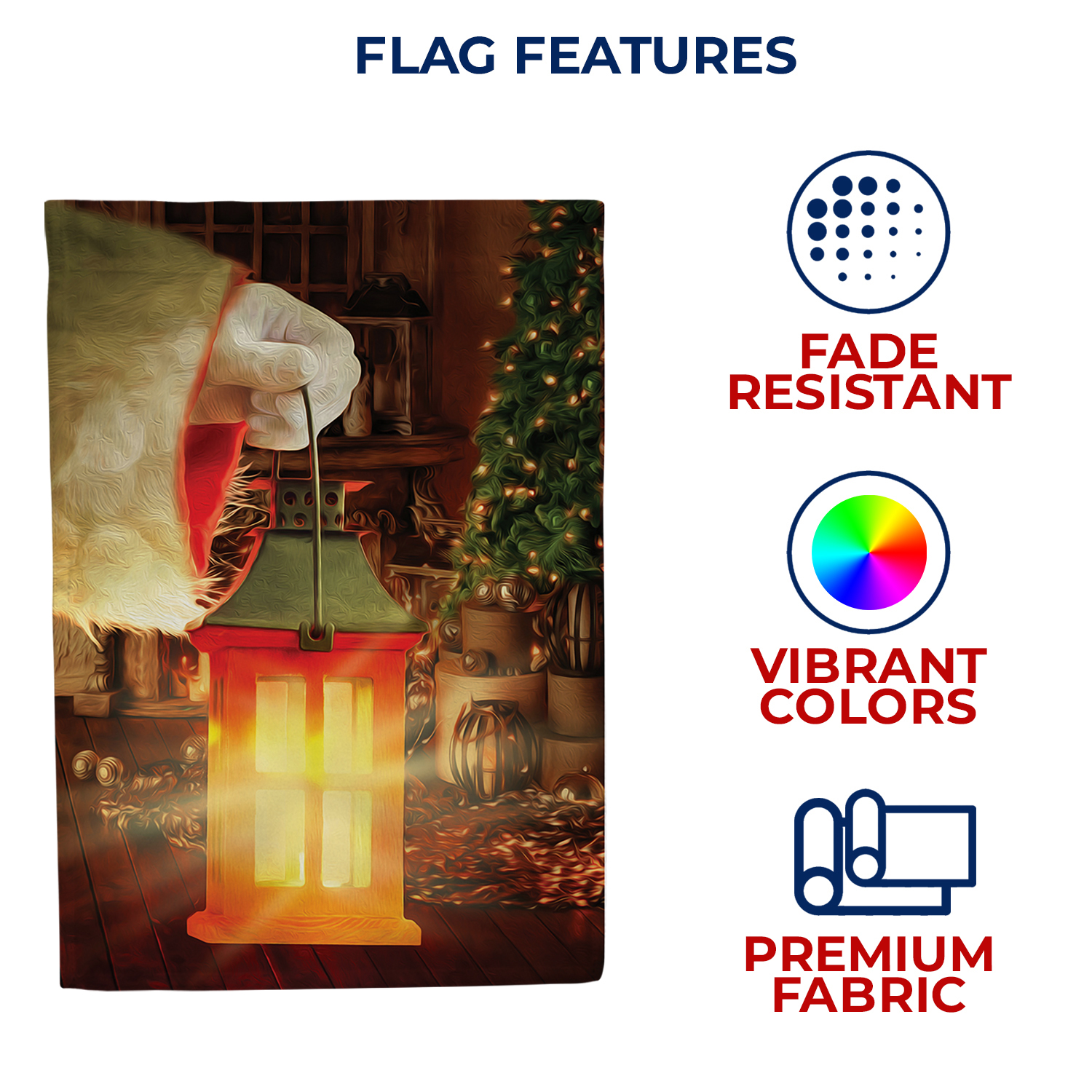 America Forever The Warmth Of Christmas House Flag, 28 x 40 inch Double Sided, Holiday Banner, Santa Hands Glowing Oil Lamp Tree Outdoor Decor, Magical Yard Flag