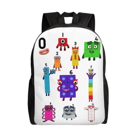Numberblocks Laptop Backpacks 16 Inch Cartoon College School Bag Bookbag Lightweight Students Travel Shoulder Bag Daypack