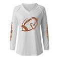 thumbnail image 4 of Holzkary Game Day Shirts Women Football Graphic Shirts Gameday Football Season Shirt Team Fan Long Sleeve Tops Women's Football Lover Casual V Neck Long Sleeve T Shirt White 3Xl, 4 of 4