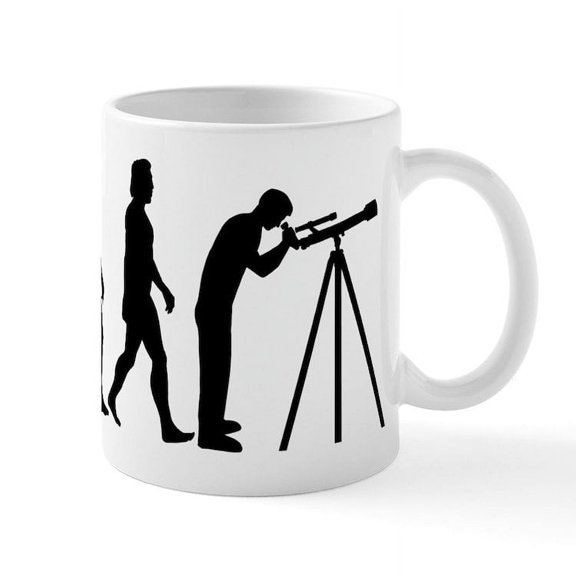 CafePress - Evolution Telescope - 11 oz Ceramic Mug - Novelty Coffee Tea Cup