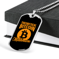 thumbnail image 3 of Bitcoin Millionaire Crypto Necklace Stainless Steel or 18k Gold Dog Tag 24" Chain, 3 of 8