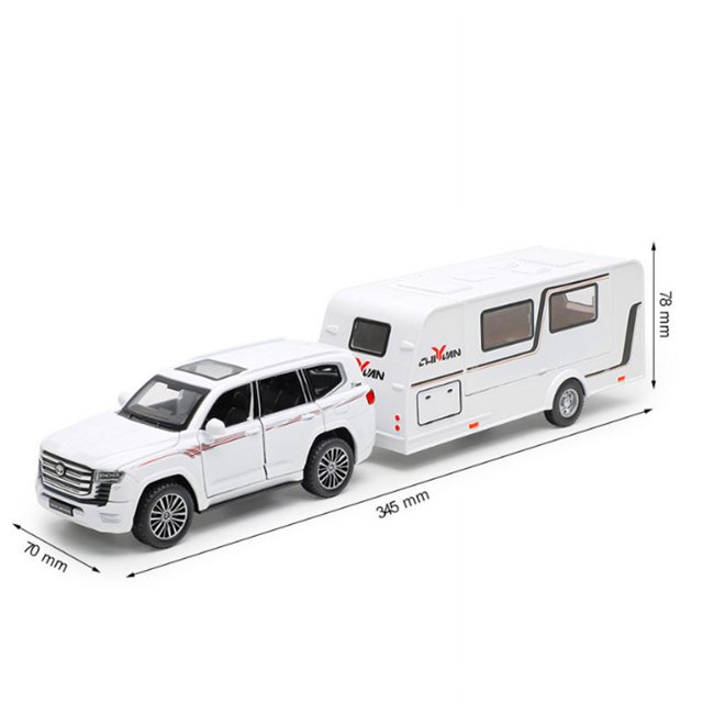 Remolque de aleación 322, modelo de coche RV, juguete de Metal fundido a presión, vehículo todoterreno recreativo, camión, Camper, modelo de coche, sonido y luz, regalo para niños