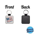 thumbnail image 4 of Kawaii American USA Flag Faux Leather Square Keychain, 4 of 7
