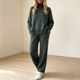 thumbnail image 2 of Atkumj Knit Sets Two Piece Women Stylish Ribbed Mock Neck Long Sleeve and Wide Leg Pants Suits 2 Piece Set Casual Loose Solid Color Two Piece Sets for Women Fall M, 2 of 8