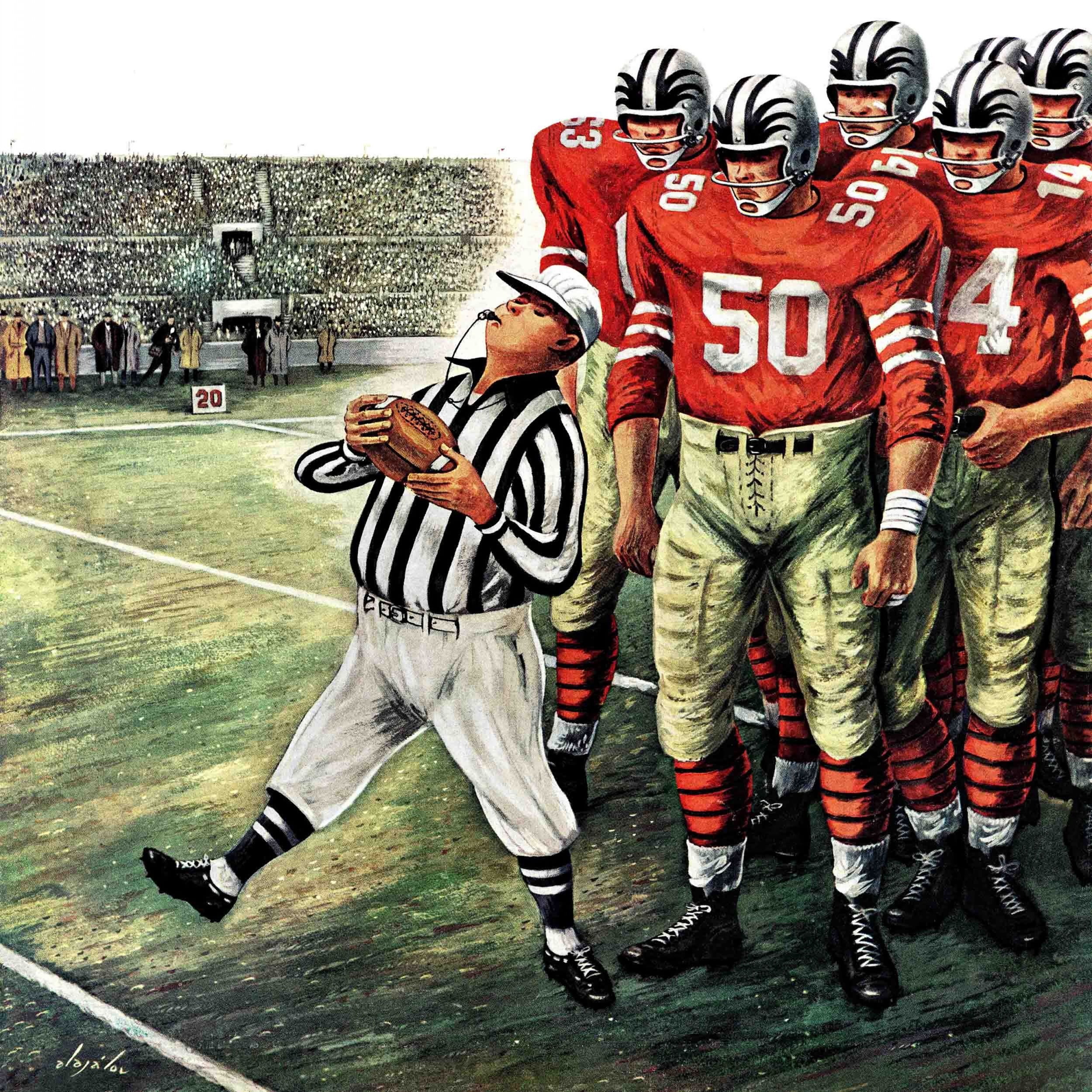 Marmont Hill Five Yard Penalty by Constantin Alajalov Painting Print on Canvas