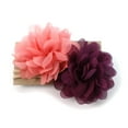 thumbnail image 4 of My Lello Baby Girl Rounded Petal Chiffon Flower Nylon Elastic Headbands Set 2pcs - Large - Burgundy / Taupe, 4 of 6
