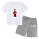 thumbnail image 3 of Conjuntos deportivos CR7 de moda de verano para niños de 2 a 14 años, 2 piezas, camisetas y pantalones casuales de manga corta, ropa de ídolo para niños, 3 of 5