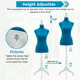 thumbnail image 6 of 49"-63" Height Dress Form Mannequin Adjustable Female Mannequin Torso Sewing Mannequin Female Dress Model Torso Body Tripod Stand Clothing Forms, Blue, 6 of 7