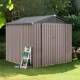 thumbnail image 2 of YODOLLA 10' x 8' Outdoor Metal Storage Shed in Brown Patio Storage Building with Lockable Door for Garden, Backyard, 2 of 7