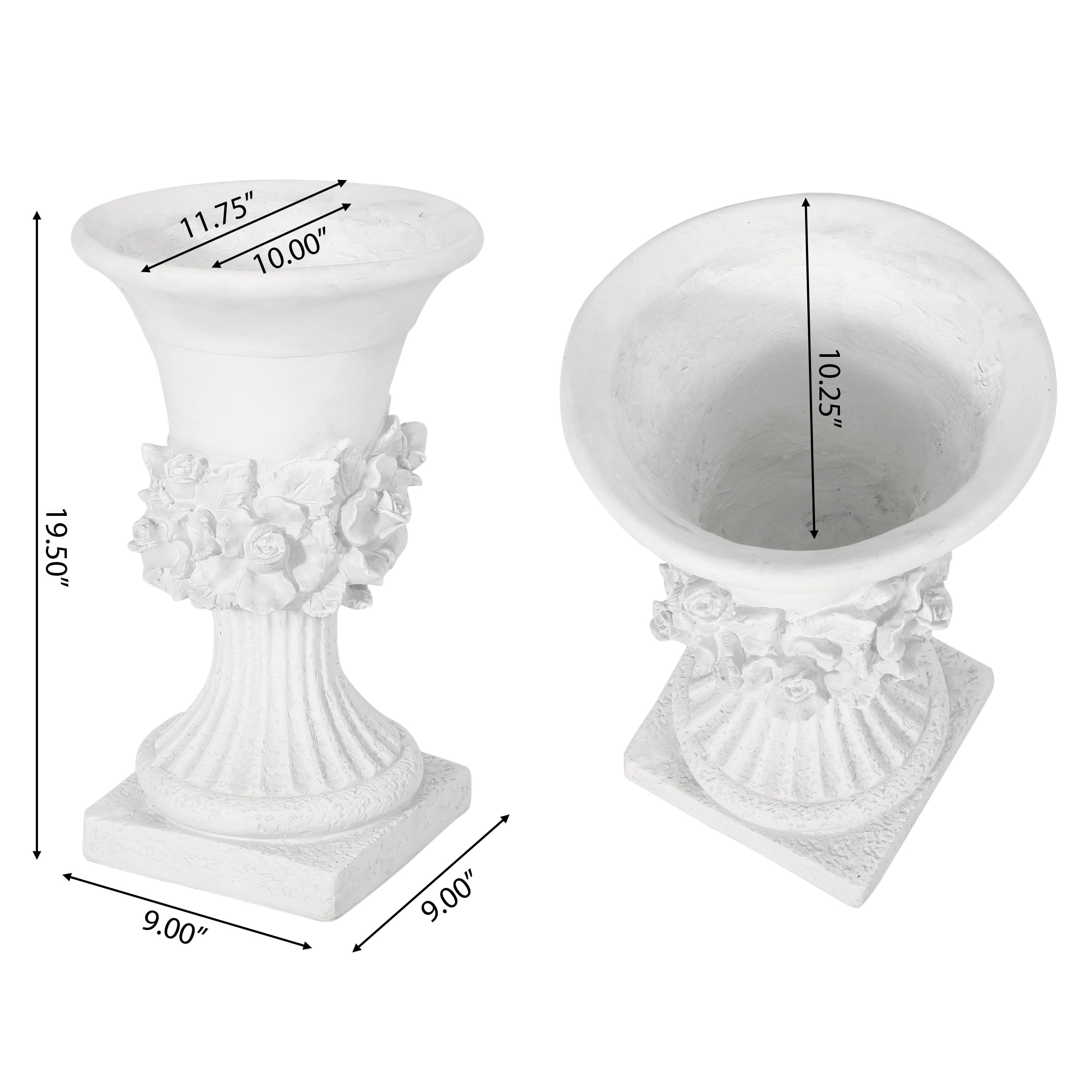 GDF Studio Michaelia Outdoor Garden Lightweight Concrete Urn Planter, Antique White