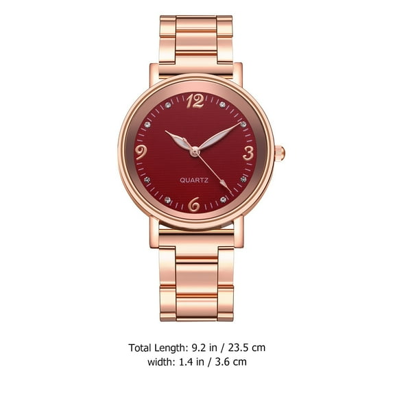 Raindrops 1Pc Watch Woman Golden Red Color Quartz Watch For Women Various Clothing 9.3X1.4X0.4In