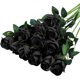 thumbnail image 1 of YZhouD - Ramo de 12 rosas artificiales de seda de tallo largo para decoración del hogar, bodas y fiestas (12 unidades, color negro), 1 of 7