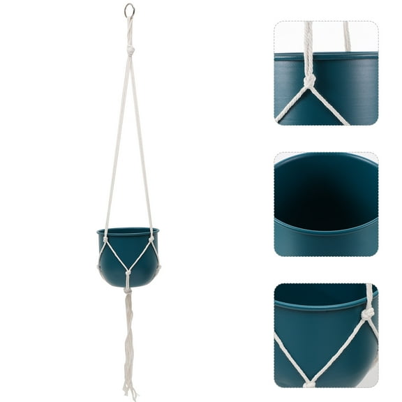 PTOOTP Suspended Flower Pot Hanging Planter Black 1Pcs for Garden