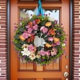 thumbnail image 6 of Spring Front Door Wreath Round Boxwood Flower Garland for Wall Decor, Fireplace Mantel, Indoor Outdoor Home Decoration, 6 of 8