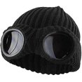 thumbnail image 5 of Goggle Hat: Beanie Style with Ribbed Knit Cuff for Winter - Unisex Black_Special Gift, 5 of 5