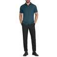 thumbnail image 2 of CAMISAS DE NEGOCIO DE MANGA CORTA DE COLOR SÓLIDO PARA HOMBRES CON CUELLO PUNTA Y BOTONES XL VERDE OSCURO, 2 of 5