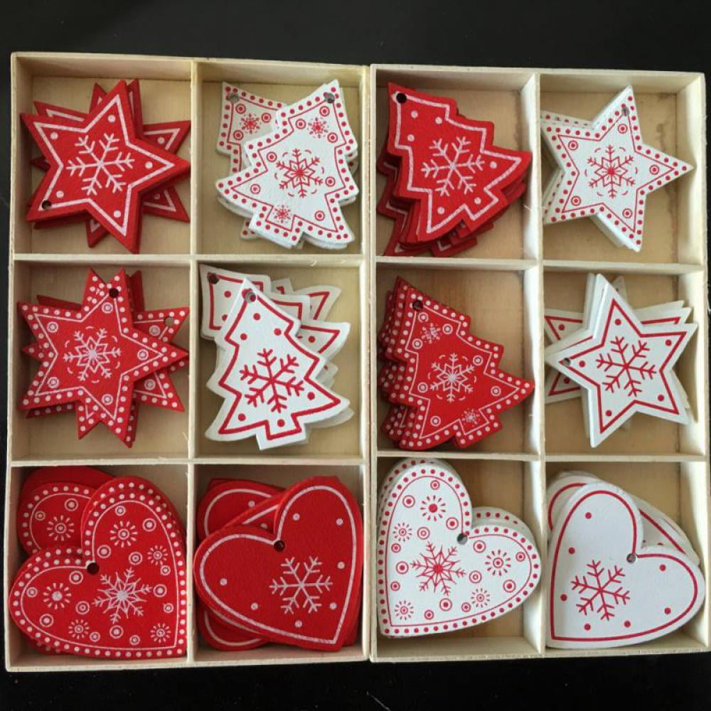 10pcs/set Merry Christmas Tree Heart Star Wooden Tag Xmas Decor Ornaments 