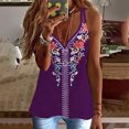 thumbnail image 2 of Top con estampado floral para mujer, cuello en V, sin mangas, tirantes finos, blusa sin mangas, Tops de verano Pompotops lopia998698, 2 of 5