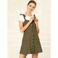 thumbnail image 2 of INSPIRE CHIC Women's Faux Suede A Line Short Button up Overall Dress Green S, 2 of 6